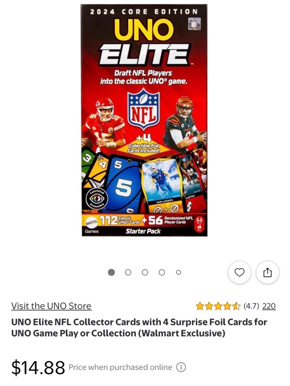 UNO Elite NFL Edition Card Game - Red Starter Pack